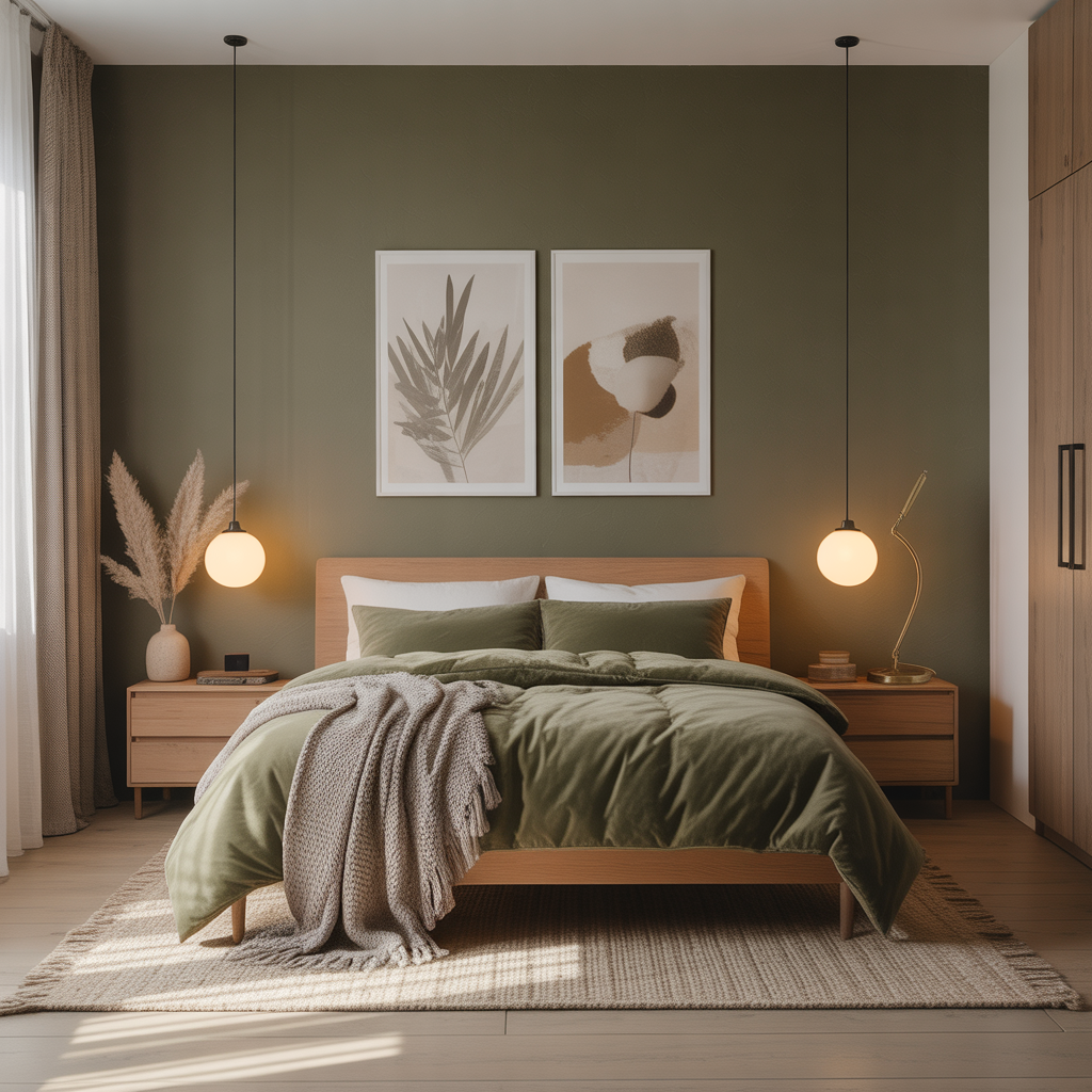 Olive Green & Beige Bedroom Ideas: A Perfect Balance of Nature and Elegance 2 Modern Olive Green & Beige Bedroom Balance of Nature and Elegance.