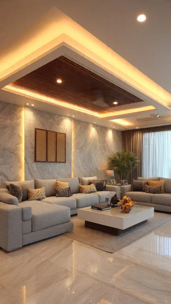 11 Ceiling Ideas to Transform Your Home Interior Elegantly 2 Ceiling Ideas: False Ceiling with LED Cove Lighting