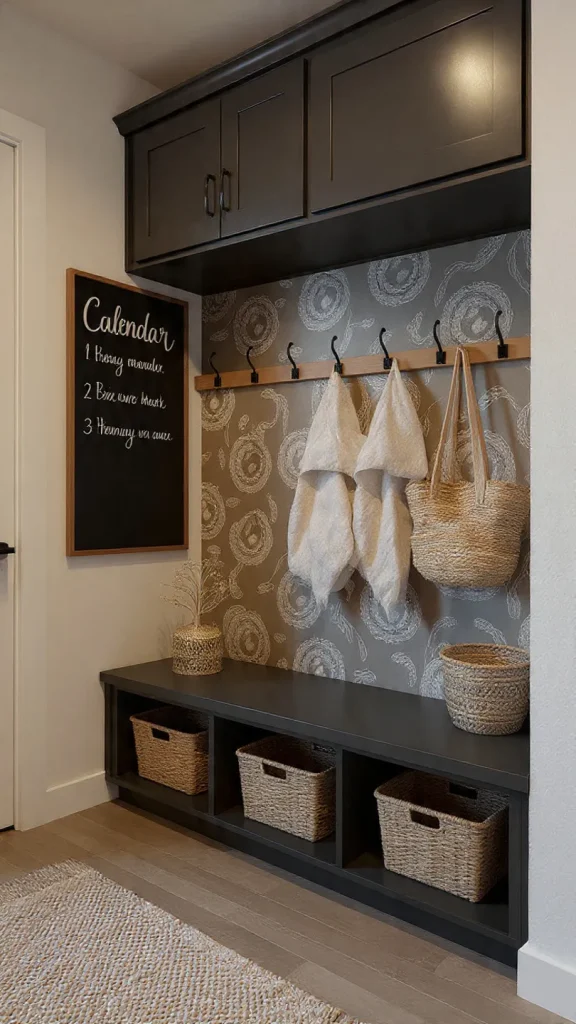 12 Mudroom Ideas Entryway: Stylish, Functional & Space-Saving Designs for Your Home 11 Mudroom with Chalkboard or Message Wall