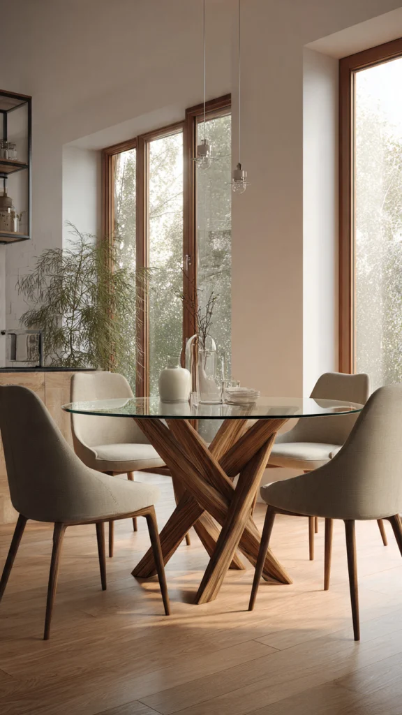 Top 10 Round Dining Table: Modern, Wooden & Stylish Dining Table Ideas 12 Mixed Material Round Dining Table