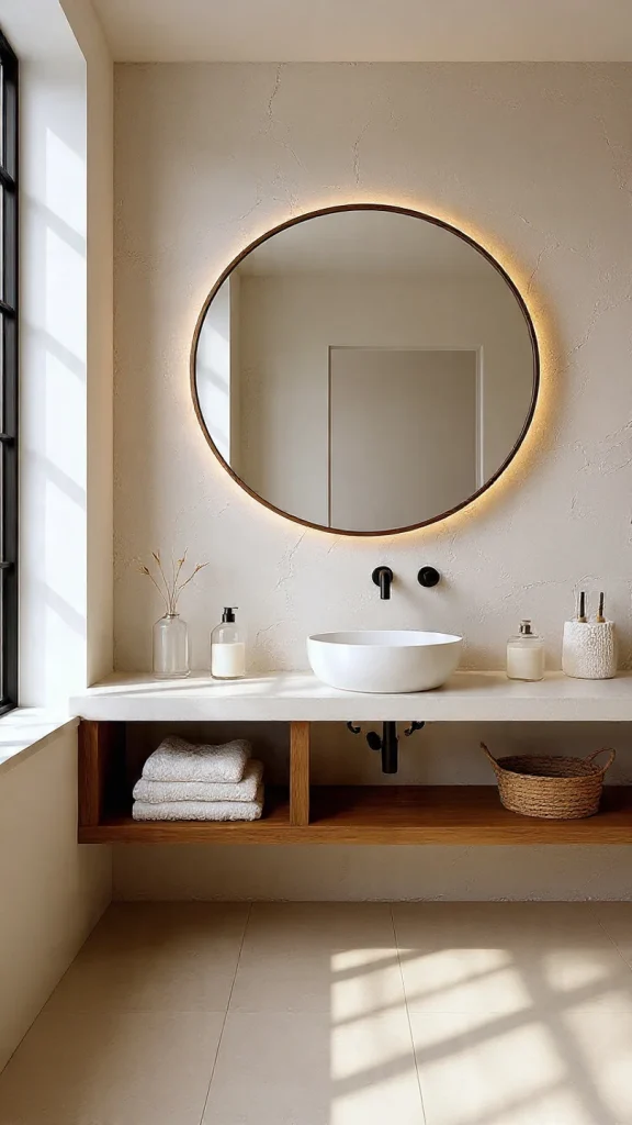 15 Bathroom Decor Ideas to Transform Your Space (Expert Interior Design Guide – 2026) 12 Marble tray decorated with perfumes, candle, and plant on a clean bathroom counter.