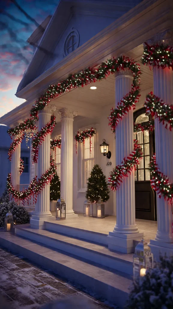 13 Christmas Outdoor Decor Ideas: Expert Guide to Transform Your Home Exterior 13 Decorative Porch Columns (Wrap with Ribbon or Garland