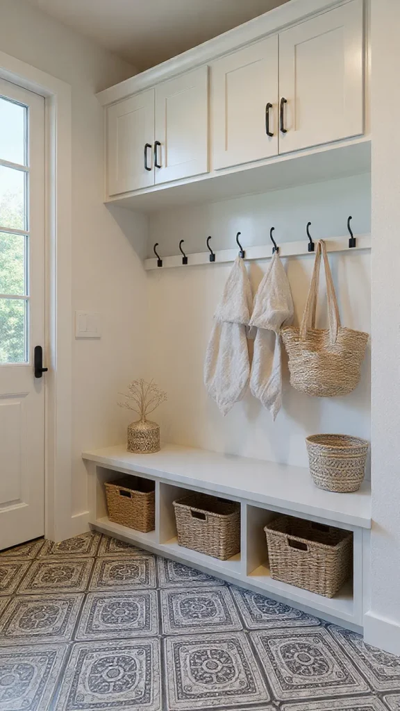 12 Mudroom Ideas Entryway: Stylish, Functional & Space-Saving Designs for Your Home 12 Elegant Mudroom with Tile Statement Flooring