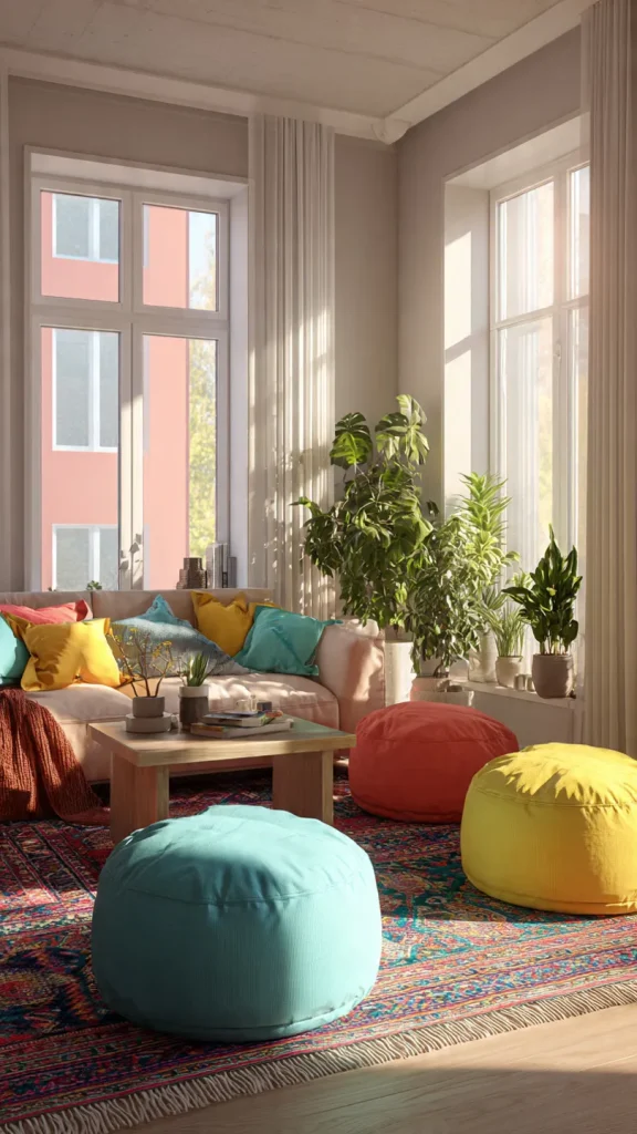 17 Living Room Furniture Ideas to Transform Your Space: Expert Interior Design Guide 16 Poufs & Floor Cushions