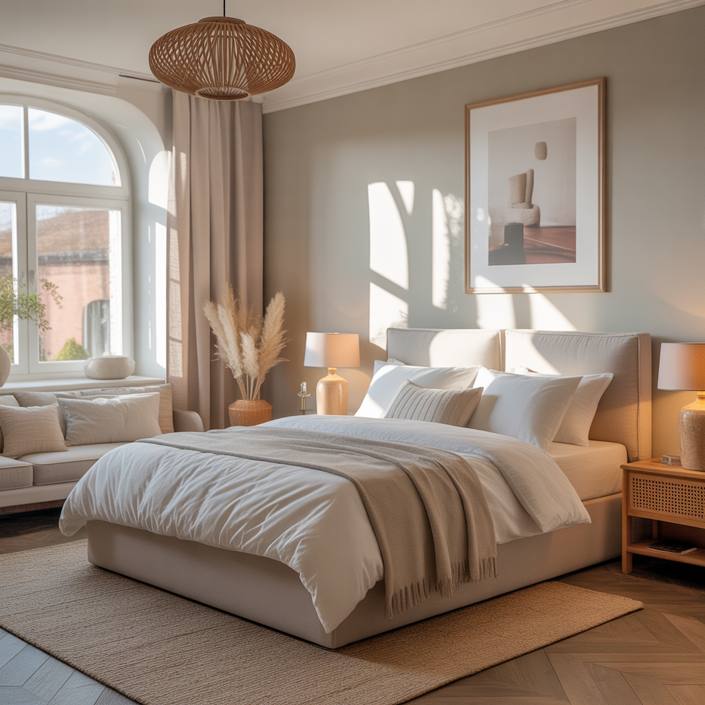 15 Guest Bedroom Ideas: Create a Comfortable and Stylish Space for Your Visitors 1 15 Guest Bedroom Ideas: Cozy and stylish guest bedroom with neutral decor, perfect for visitors