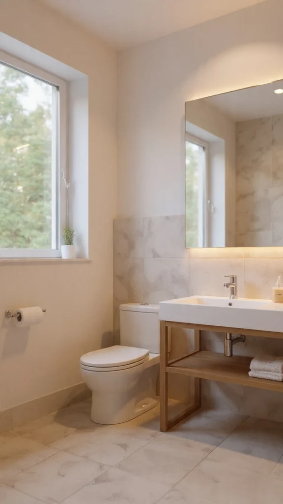15 Bathroom Decor Ideas to Transform Your Space (Expert Interior Design Guide – 2026) 17 Ultra-minimalist bathroom with clean white tiles and hidden storage spaces.