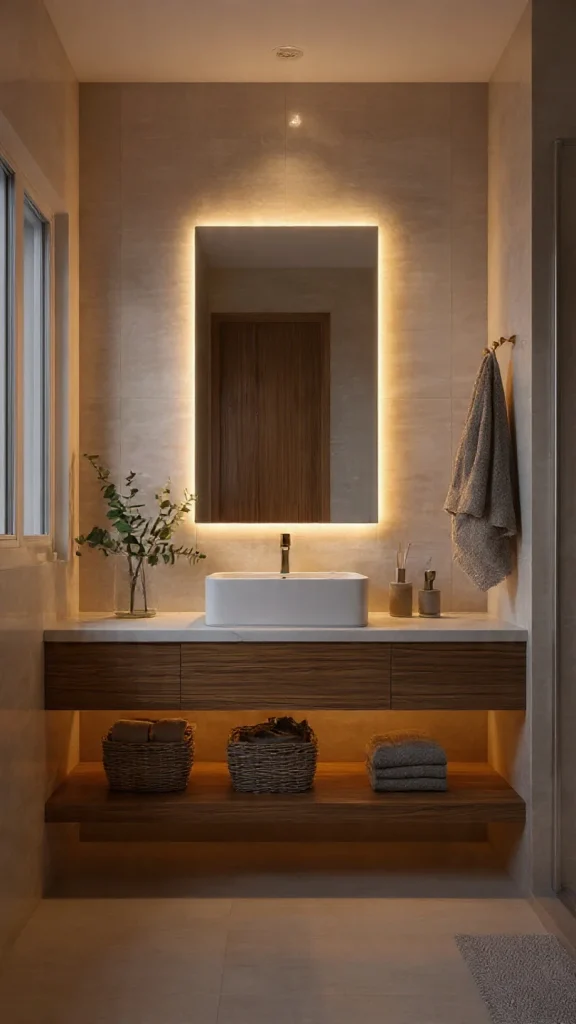 15 Bathroom Decor Ideas to Transform Your Space (Expert Interior Design Guide – 2026) 3 Spa-style bathroom with indoor green plants inspired by 15 Bathroom decor ideas.