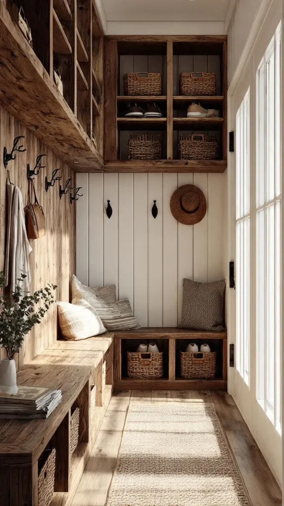 12 Mudroom Ideas Entryway: Stylish, Functional & Space-Saving Designs for Your Home 3 Farmhouse Mudroom with Shiplap Walls