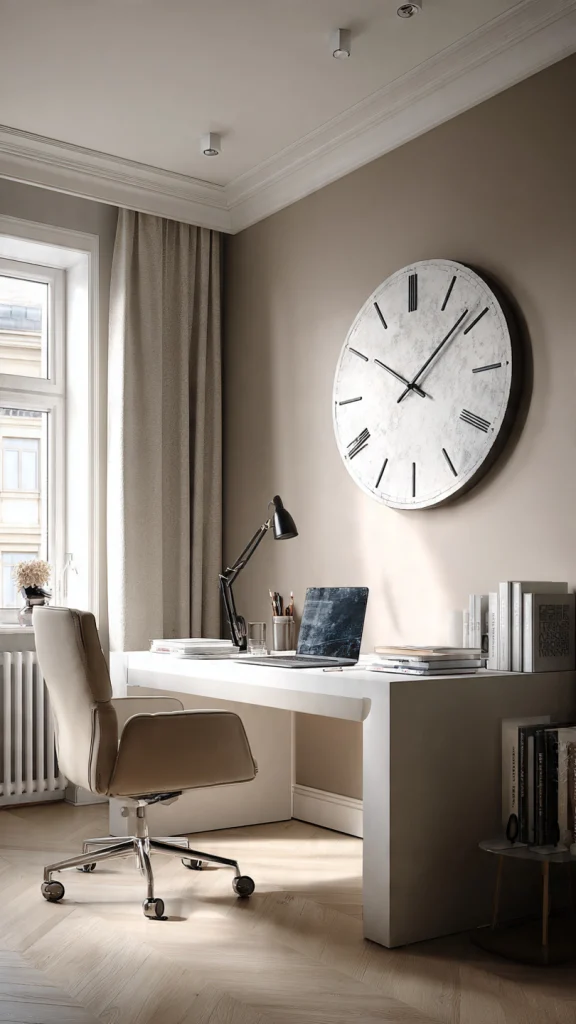25+ Office Decor Ideas: Modern Office & Home Workspace Inspirations 23 Minimalist Wall Clocks