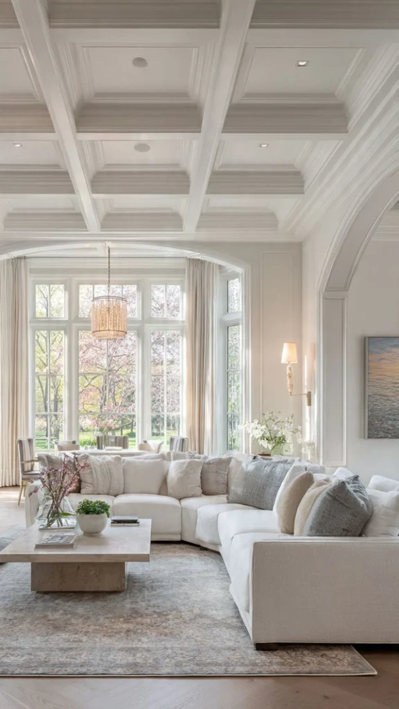 11 Ceiling Ideas to Transform Your Home Interior Elegantly 4 Coffered Ceiling for Rich Architectural Depth