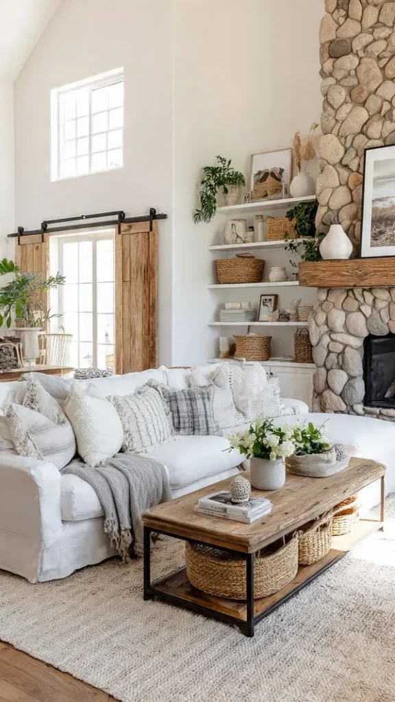 16 Farmhouse Living Room Ideas to Elevate Your Home (Expert Interior Designer Guide) 6 Layered Rugs for Warmth