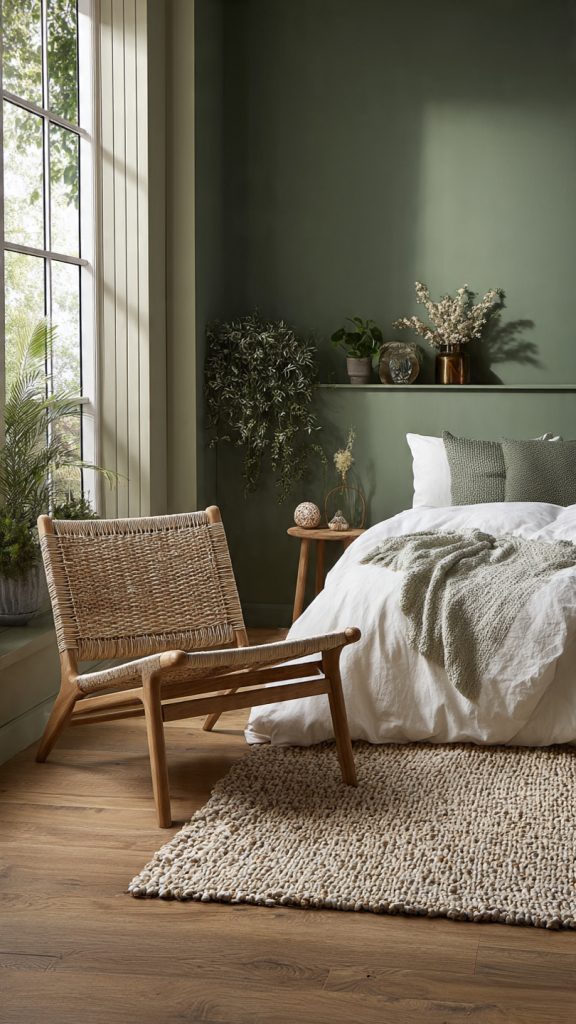 12 Green Bedroom Ideas: Stunning Green Bedroom Walls & Decor for Every Style 6 Green Bedroom Decor with Natural Textures