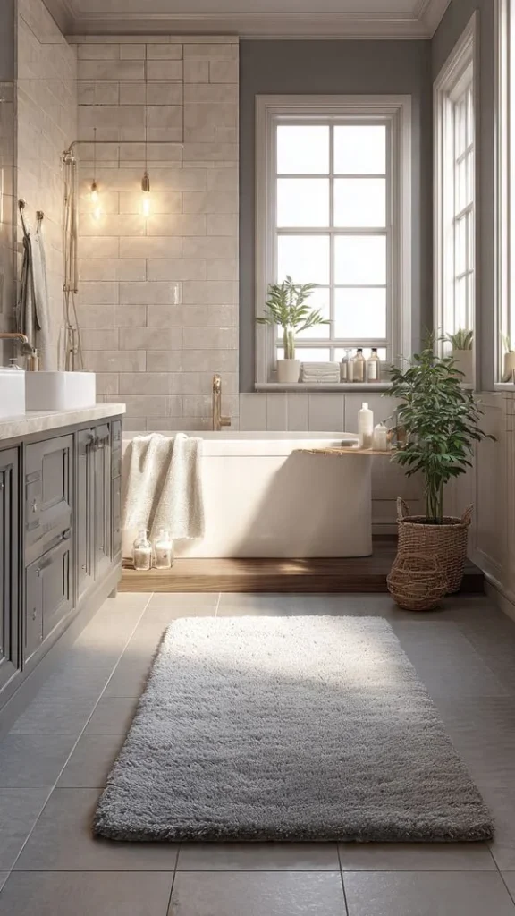 15 Bathroom Decor Ideas to Transform Your Space (Expert Interior Design Guide – 2026) 6 Minimalist bathroom with round statement mirror from the list of 15 Bathroom decor ideas