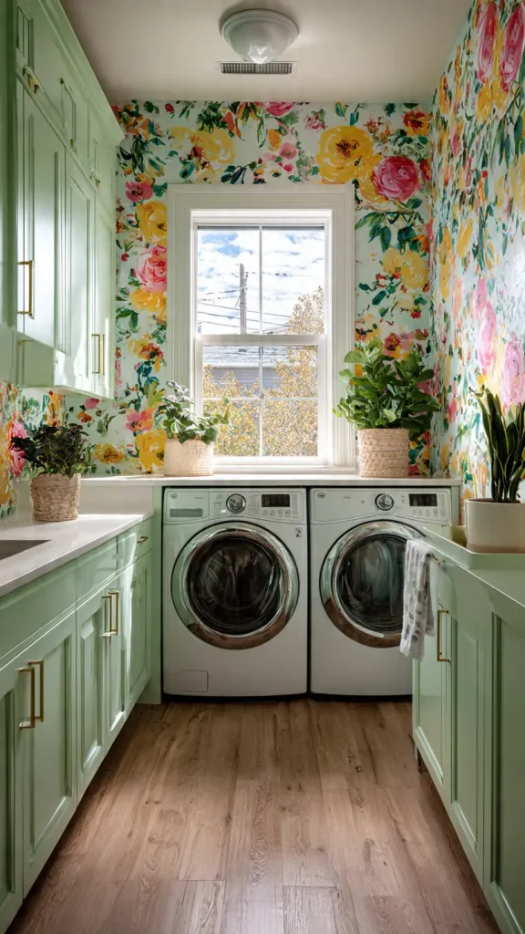 15 Laundry Room Ideas to Transform Your Space (Expert Interior Designer Guide) 8 Wallpaper to Brighten the Space