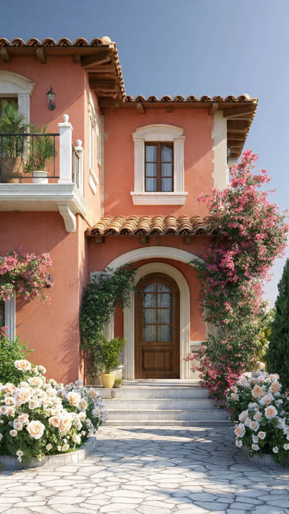 11 Exterior House Colors Ideas: Modern Combinations & Stylish Home Makeover Tips 8 7. Earthy Terracotta – Warm & Mediterranean
