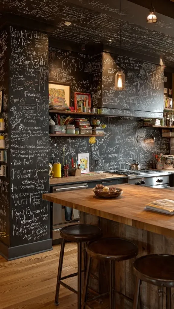 Top 10 Kitchen Backsplash Ideas for a Stylish and Modern Makeover 9 8. Chalkboard Backsplash – Creative & Functional