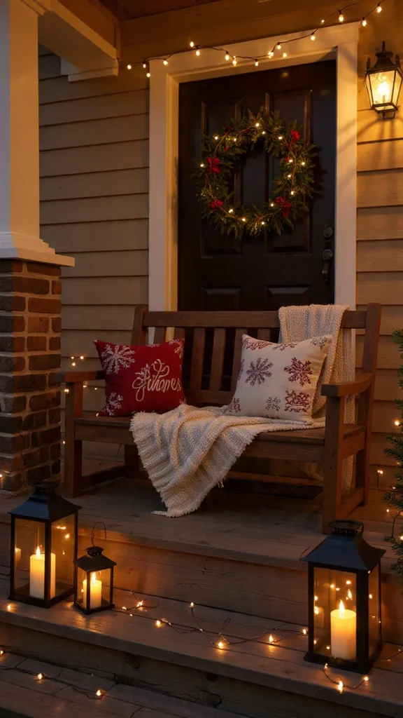 13 Christmas Outdoor Decor Ideas: Expert Guide to Transform Your Home Exterior 10 Porch with Cozy, Winter-Inspired Seating