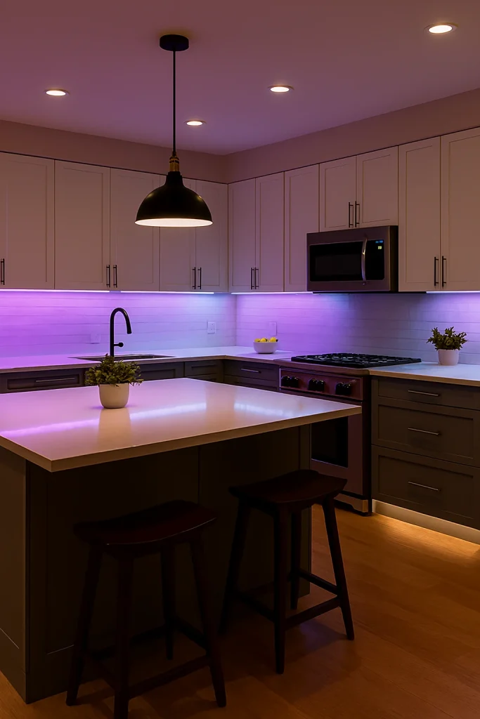 20 Kitchen Lighting Ideas: Brighten Your Space with Style and Function 18 Breakfast bar in modern kitchen with single pendant light for cozy dining