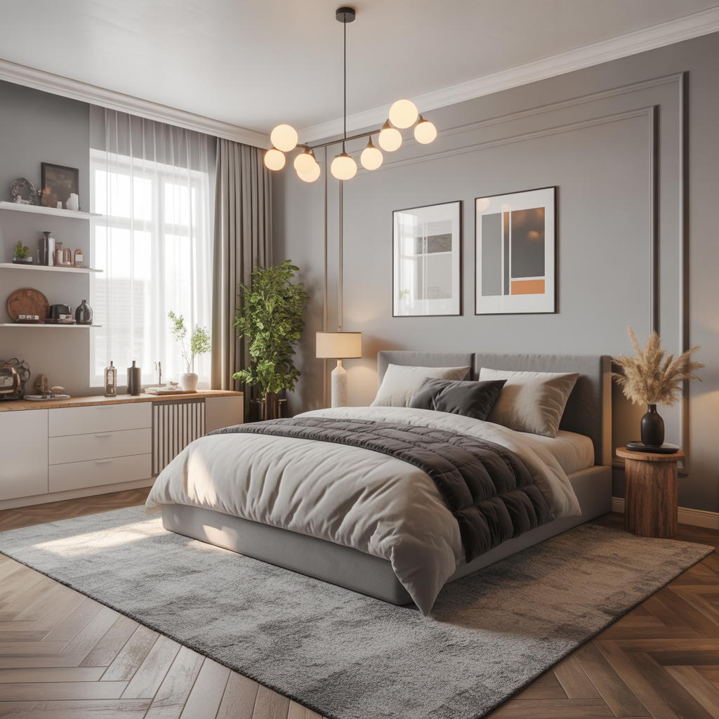Welcome to Decorillo – Your Ultimate Source for Home Decor Ideas 4 Ideas by room showing cozy and modern interiors for bedroom, living room, kitchen, and bathroom