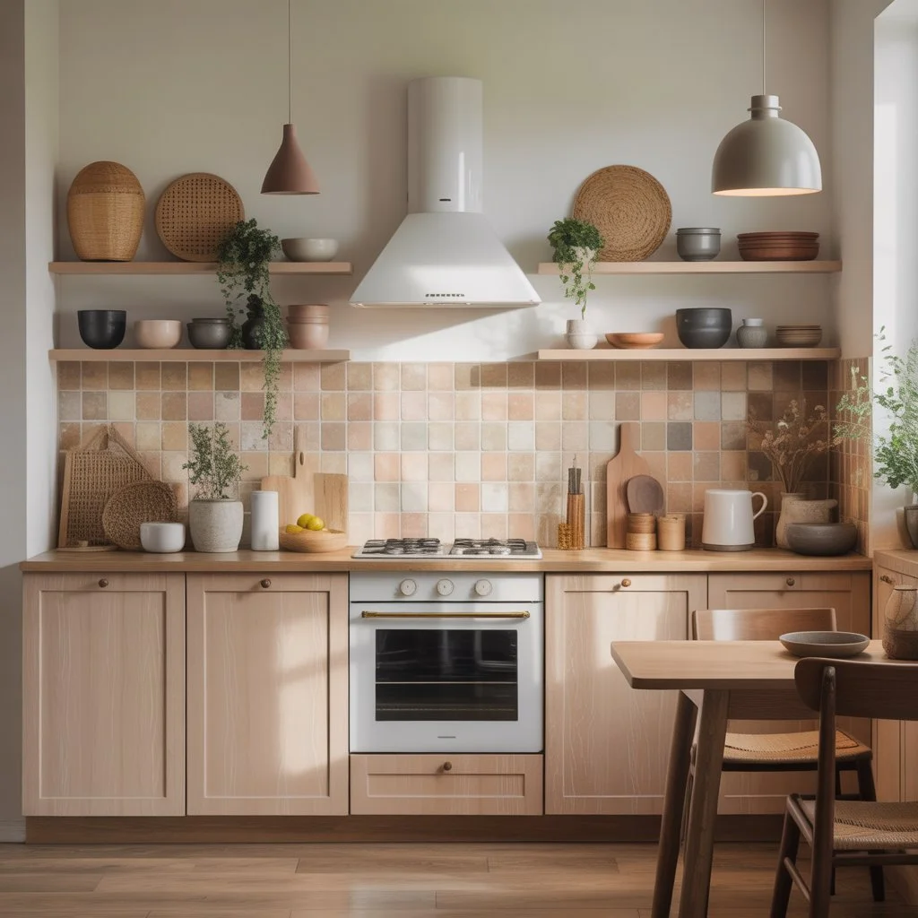 12 Warm Neutral Kitchen Ideas: To Create a Cozy, Timeless Space 5 Kitchen featuring light oak cabinets and beige backsplash in warm neutral tones.