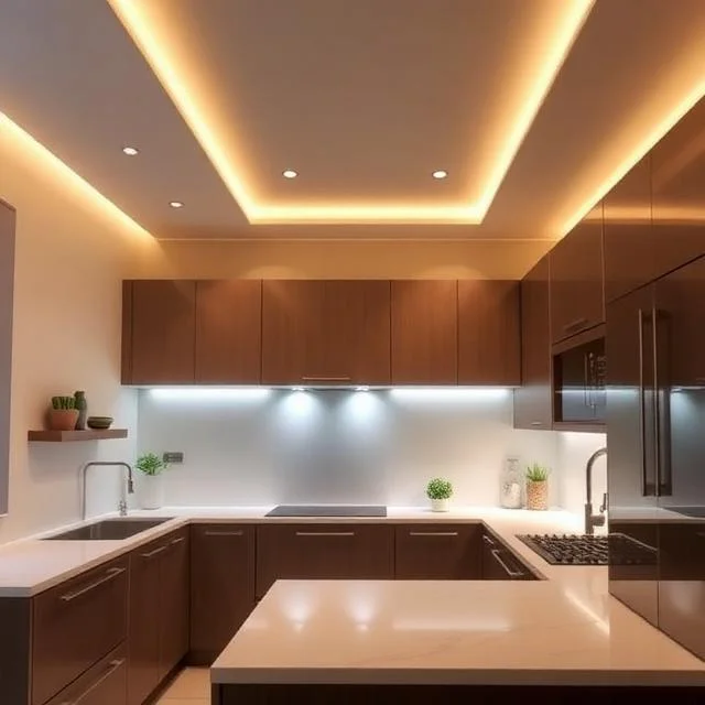20 Kitchen Lighting Ideas: Brighten Your Space with Style and Function 10 Kitchen with cove lighting along ceiling for soft, ambient illumination