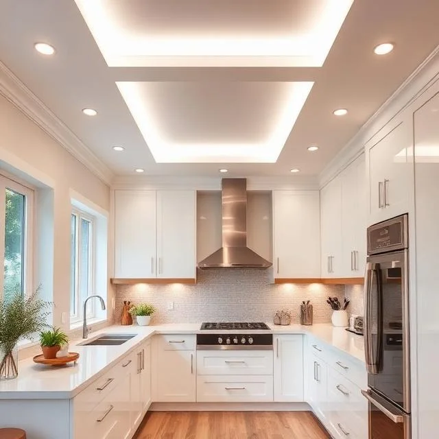 20 Kitchen Lighting Ideas: Brighten Your Space with Style and Function 7 Kitchen with flush-mount ceiling fixtures providing bright and clean lighting