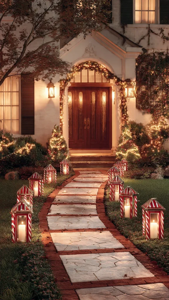 13 Christmas Outdoor Decor Ideas: Expert Guide to Transform Your Home Exterior 7 Walkway with Candy-Cane