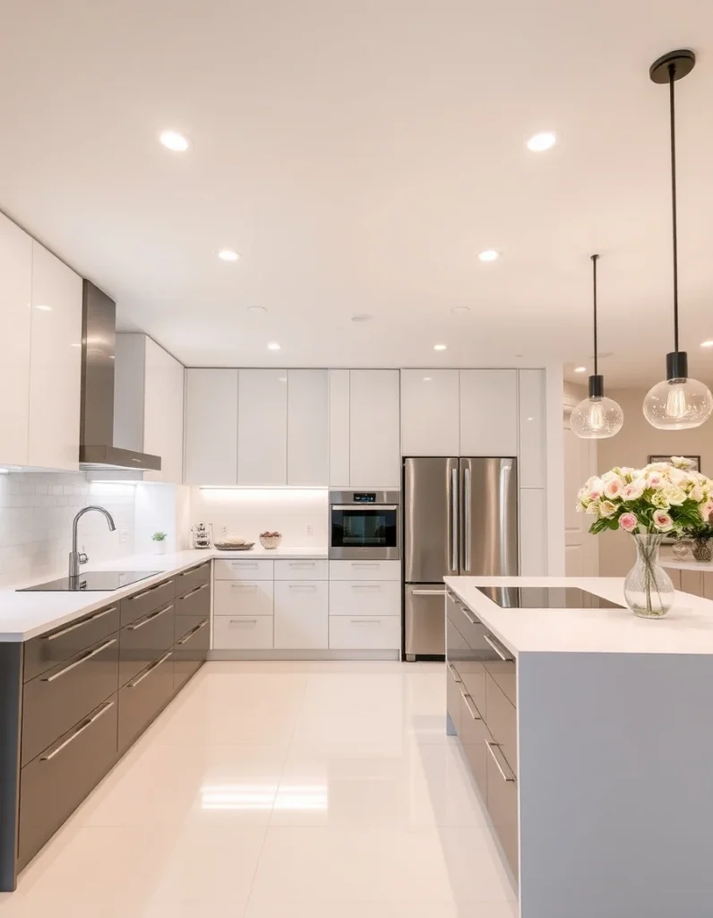 20 Kitchen Lighting Ideas: Brighten Your Space with Style and Function 2 Contemporary kitchen with recessed ceiling lights for even illumination and modern design