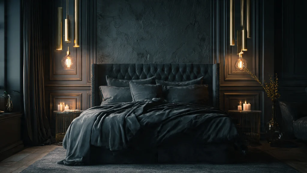 10 Romantic Moody Bedroom Ideas for a Cozy & Intimate Space 2 Dark Walls for a Dramatic Romantic Effect