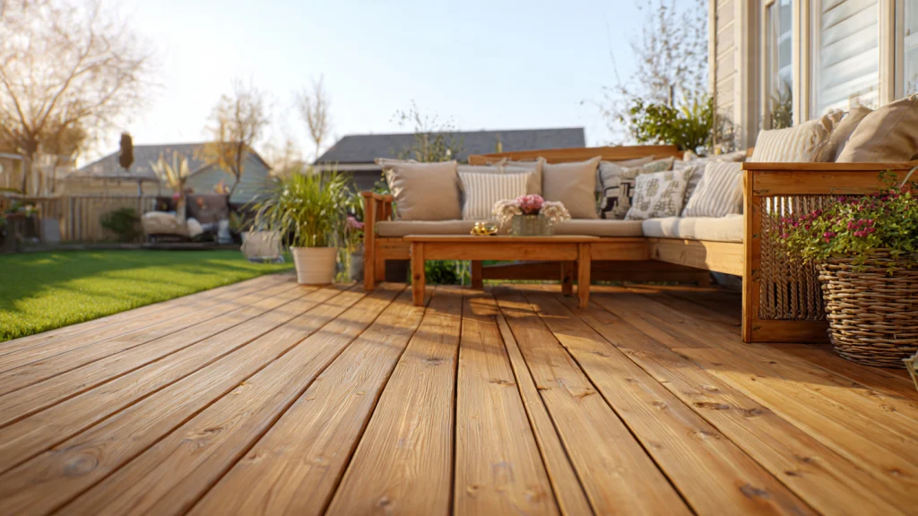 14 Backyard Deck Ideas for a Stunning Outdoor Makeover (Modern, Cozy & Budget-Friendly Options) 2 Classic Wooden Deck, Backyard Deck Ideas