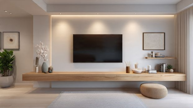 12 TV Wall Design Ideas for Stylish & Modern Living Rooms 2 Wooden Panel TV Wall Design