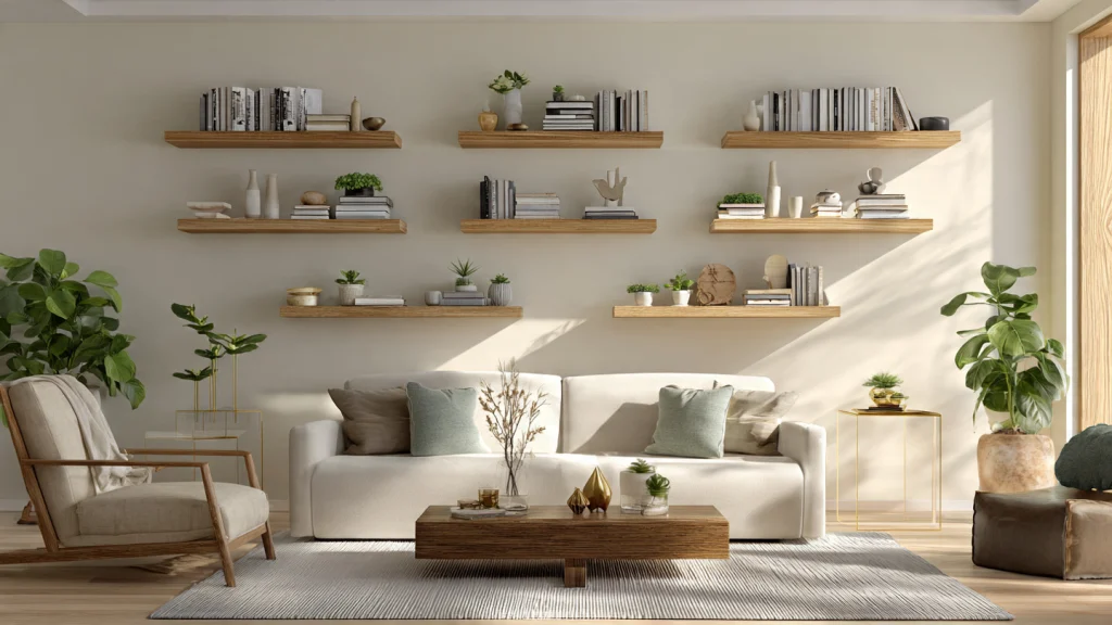 12 Floating Shelves: Stylish, Functional & Modern Shelf Ideas for Every Room 2 1. Wooden 12 Floating Shelves for a Warm & Natural Look