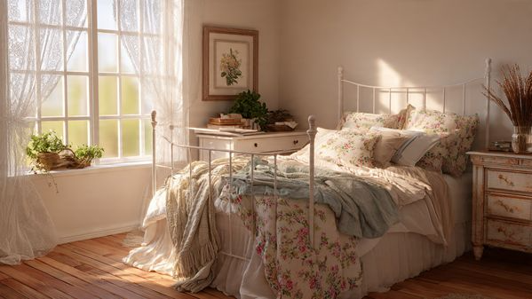 20 Cottagecore Bedroom Ideas to Create a Cozy, Romantic, and Timeless Space 2 Soft Floral Bedding for Classic Cottagecore Charm