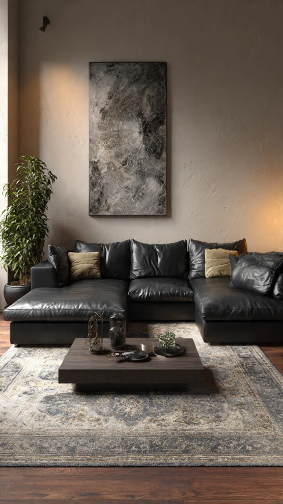 12 Black Couch Living Room Ideas: Transform Your Space with Style 11 L-Shaped Black Couch Living Room Ideas
