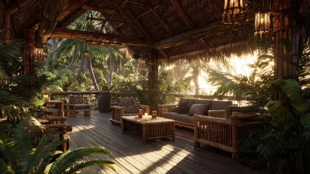 11 Covered Patio Ideas to Transform Your Outdoor Space (Rich, Inspiring & Practical Guide) 11 Thatched Roof Patio for a Tropical Vibe