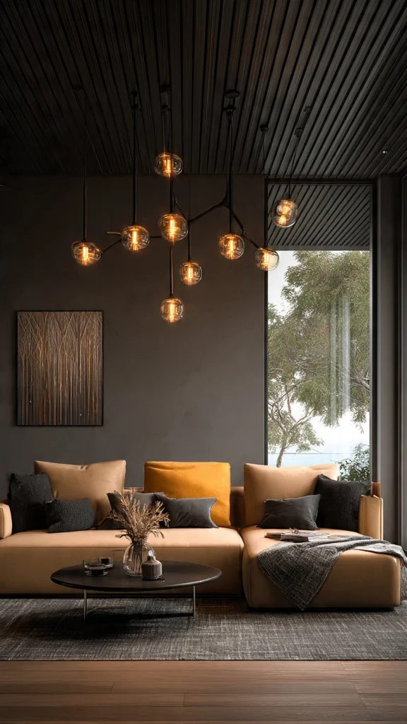 11 Black and Brown Living Room Ideas for a Stylish, Modern & Cozy Home 11 Mix Textures: Leather, Wood, Metal & Fabric