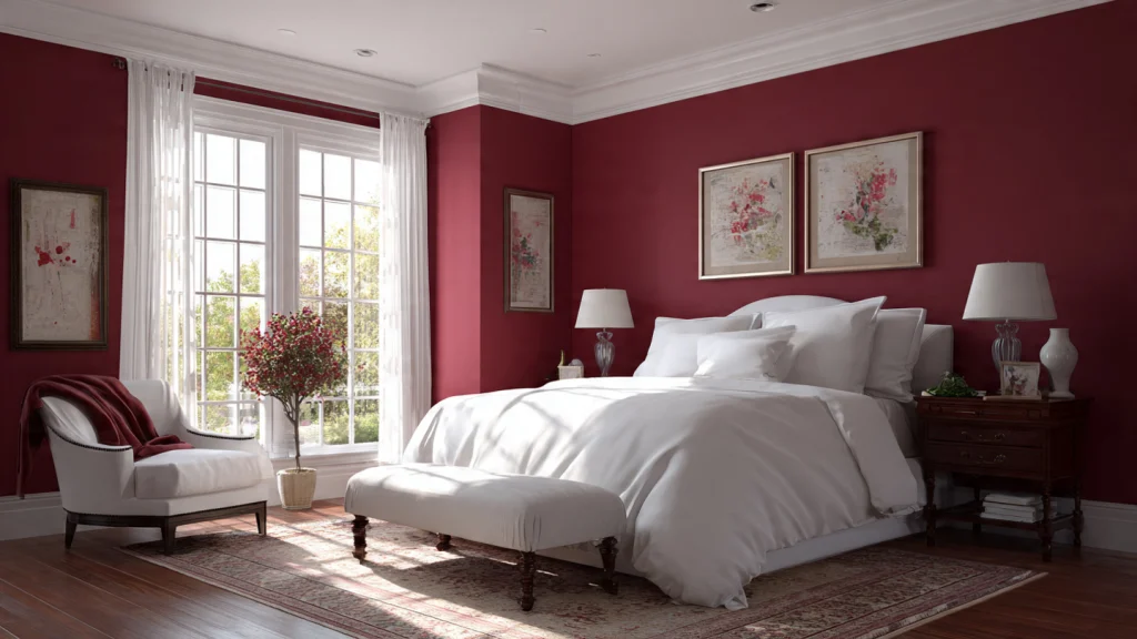 10 Burgundy Bedroom Ideas to Create a Luxurious, Warm & Stylish Space 11 Classic Burgundy Bedroom with White Contrast