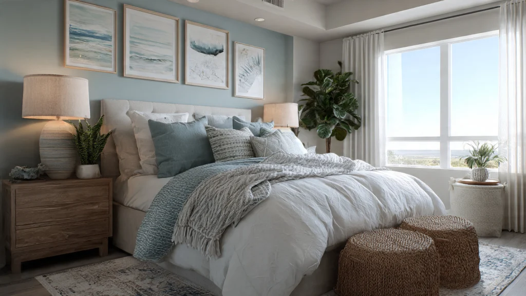 13 Coastal Bedrooms: Timeless Ideas for a Calm, Beach-Inspired Retreat 13 Coastal Bedroom with Green and Blue Accents