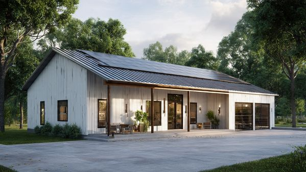 20 Barndominium Ideas for Modern, Affordable & Stylish Living 14 13. Energy-Efficient Barndominium