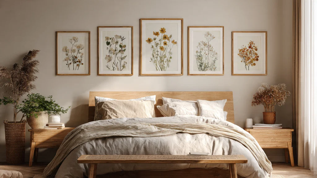 20 Cottagecore Bedroom Ideas to Create a Cozy, Romantic, and Timeless Space 14 Pressed Flowers and Botanical Art