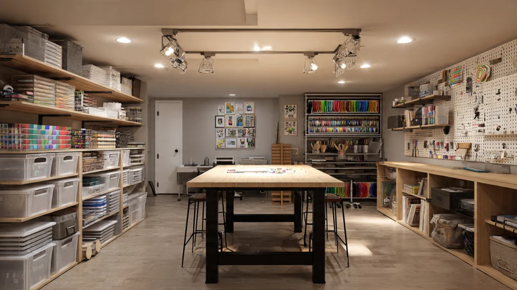 15 Basement Remodel Ideas to Transform Your Space (Modern, Practical & Inspiring Designs) 14 Craft or Hobby Room