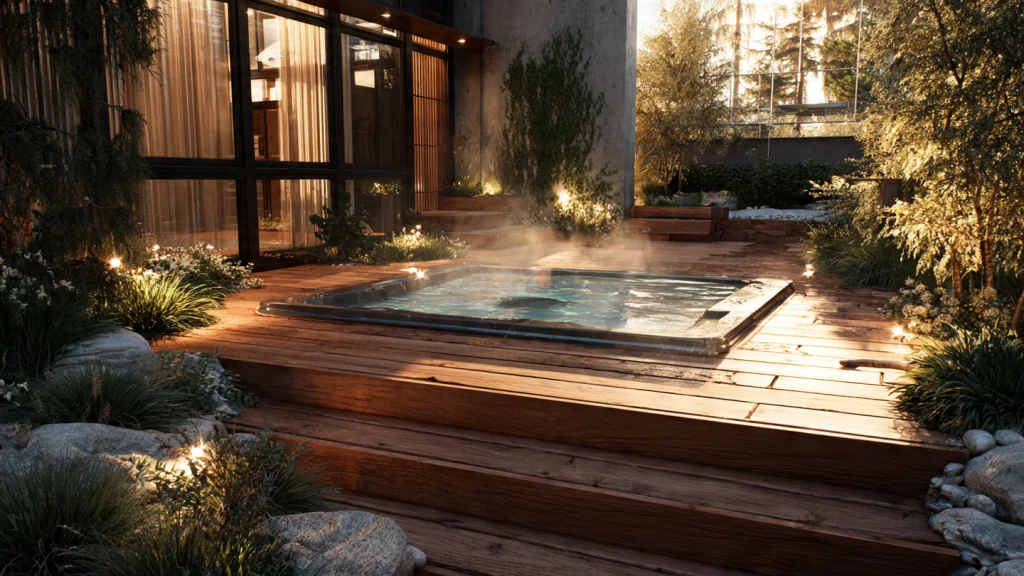 14 Backyard Deck Ideas for a Stunning Outdoor Makeover (Modern, Cozy & Budget-Friendly Options) 14 Hot Tub Deck Setup
