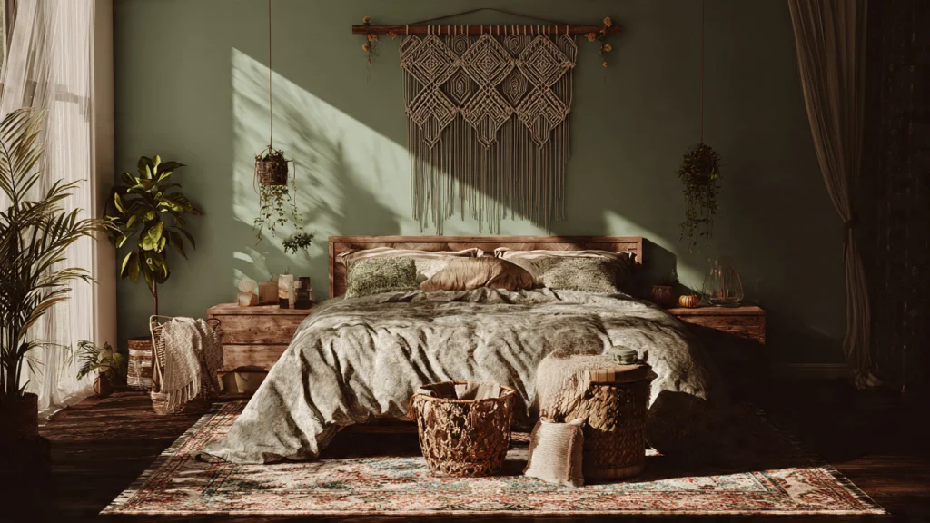 15 Sage Green Bedroom Ideas for a Calm, Elegant & Timeless Space 15 Sage Green Bedroom with Boho Touch