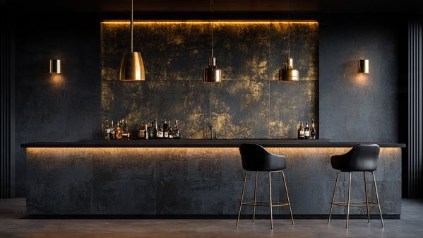 20 Wall Bar Ideas: Stylish, Modern & Space-Saving Designs for Every Home 17 16. Black & Gold Wall Bar Design