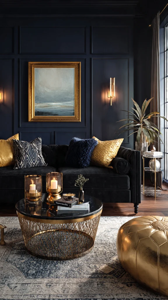 12 Black Couch Living Room Ideas: Transform Your Space with Style 3 Bold Accent Wall with Black Couch