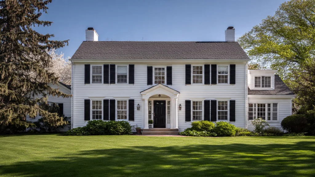 15 Colonial House Exterior Ideas That Define Timeless Elegance 3 White Colonial House Exterior with Black Shutters