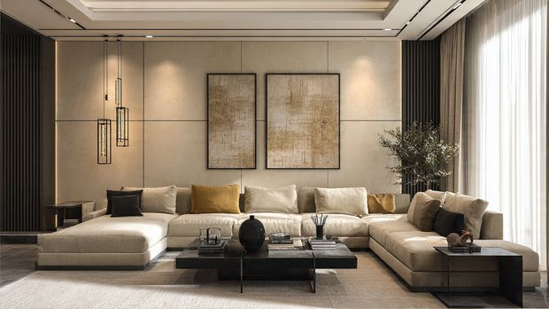 12 Beige Living Room Ideas for a Timeless, Elegant & Modern Home 3 Modern Beige Living Room with Black Accents