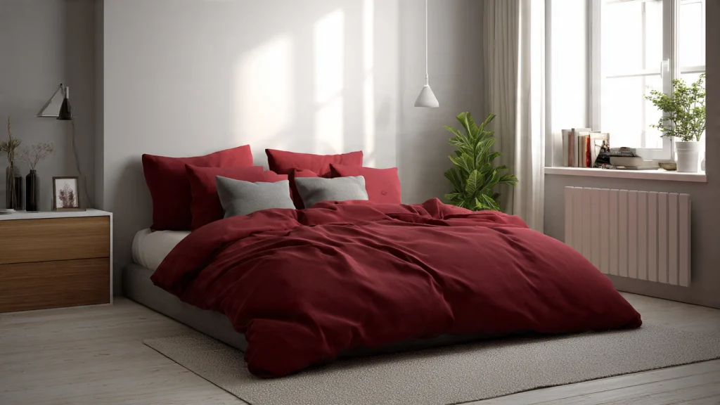 10 Burgundy Bedroom Ideas to Create a Luxurious, Warm & Stylish Space 3 Modern Burgundy Bedroom with Neutral Balance