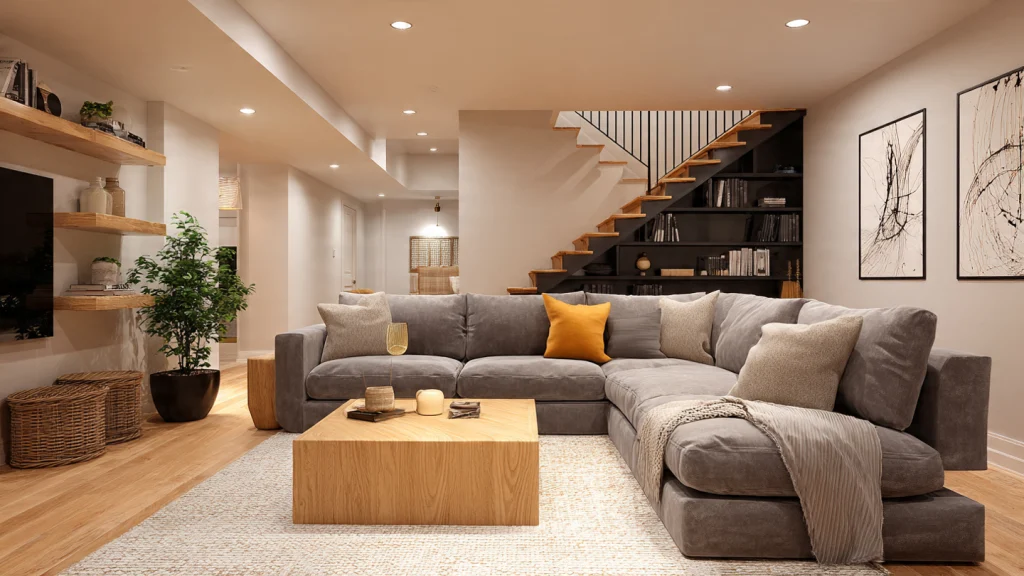 15 Basement Remodel Ideas to Transform Your Space (Modern, Practical & Inspiring Designs) 3 Cozy Basement Living Room