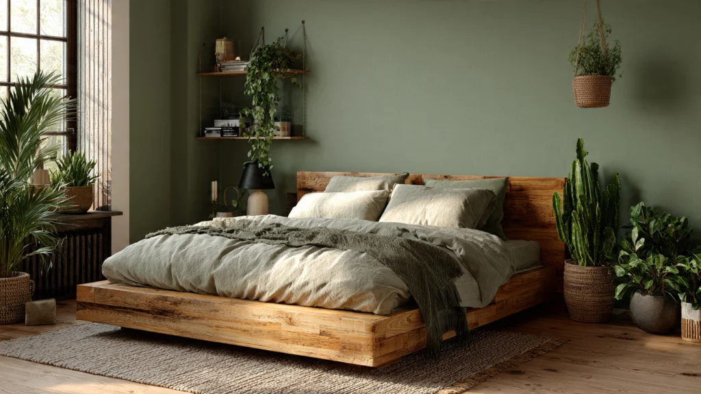 15 Sage Green Bedroom Ideas for a Calm, Elegant & Timeless Space 4 Sage Green and Wood Bedroom Design